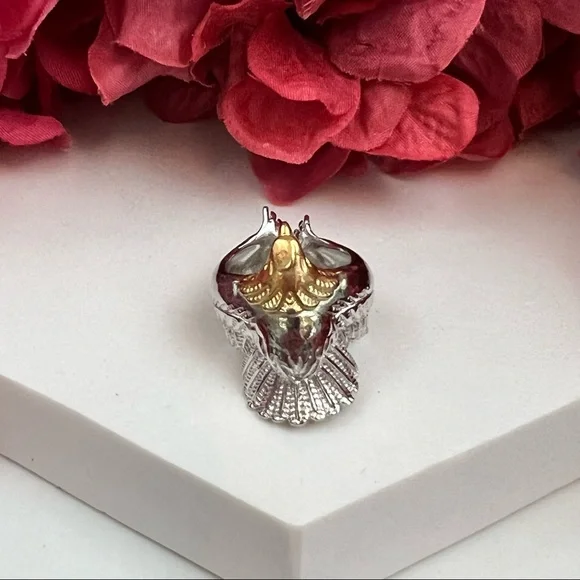 Boho Tribal Gold and Silver Eagle Ring Cuff - Picture 10 of 11